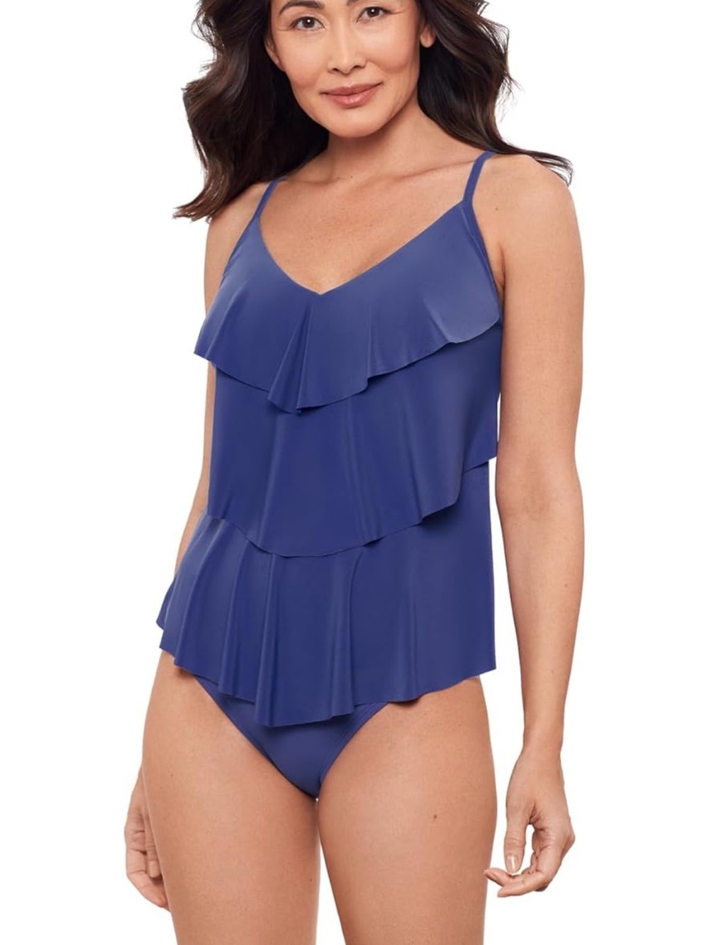 Triple Ruffle Tier Swim Tankini Top with Adjustable Strap 2X 1279/bb2-1